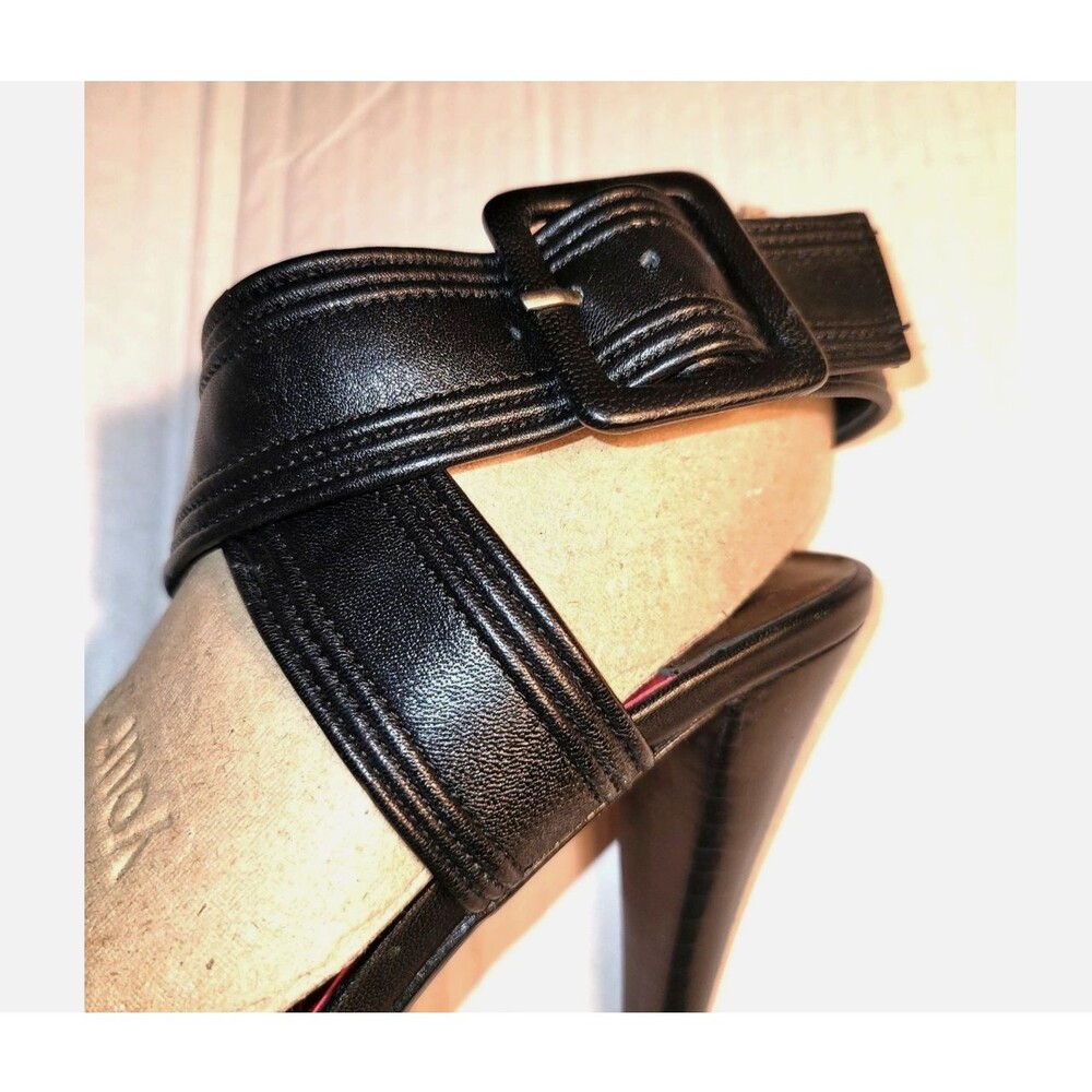 Max Studio Leather Black Crisscross Ankle Strappy Heels sandal open toe shoe 6 M - Picture 2 of 16